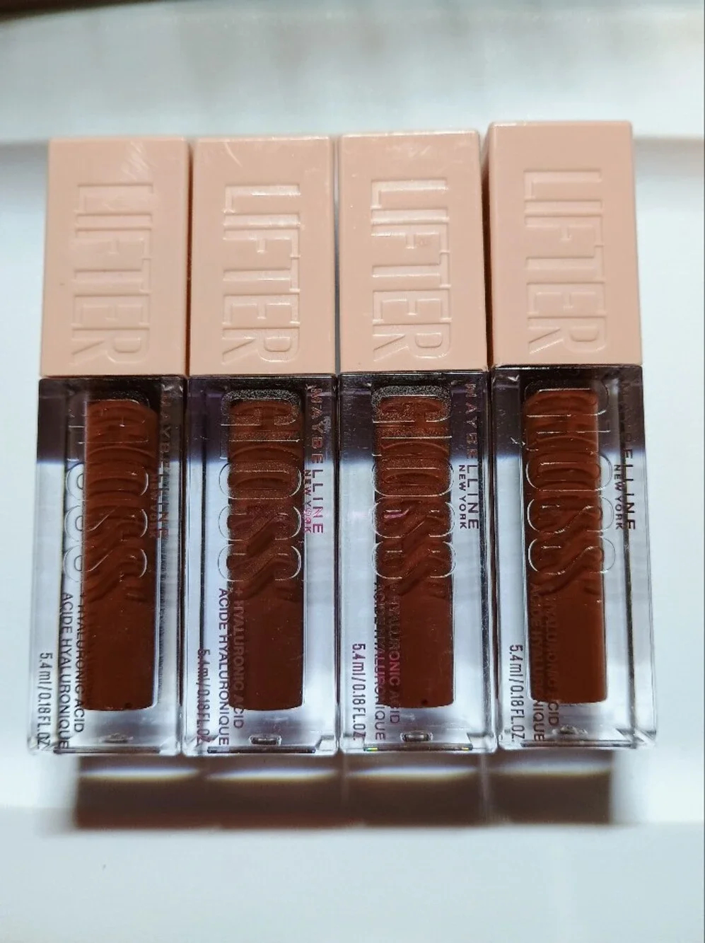4 x Maybelline Lifter Gloss Plumping Lip Gloss with Hyaluronic Acid - 029 Toast